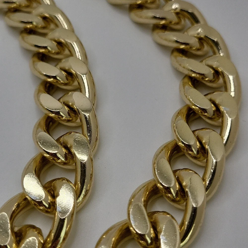 Women's Gold Tone Wide Cuban Link Chain Belt 42" end to end 3/4" width - Picture 10 of 11